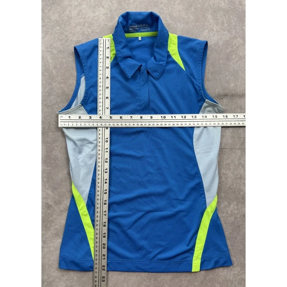 Nike Golf Fit Sleeveless Women's Sz XS Collared Shirt Blue Green Athletic Sport